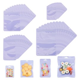 Beadthoven 40Pcs Plastic Zip Lock Bags Resealable Packaging Bags Smell Proof Bags Macaron Color Reusable Bags with Clear Window for Food Storage Candy Jewelry Packaging Self Sealing Supplies