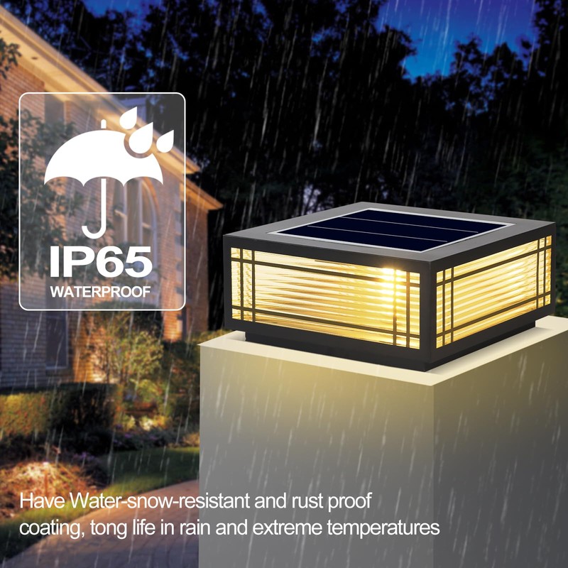 SLAWA Solar Post Light Fixture Exterior Pillar Light with LED