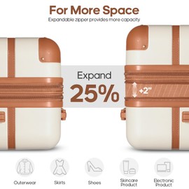 Mosslly Luggage Sets 3 Piece, Expandable 100% PC Hardshell Suitcase with Spinner Wheels, 20in Suitcase Set with TSA Lock for Women, Carry On Luggage with Travel Backpack