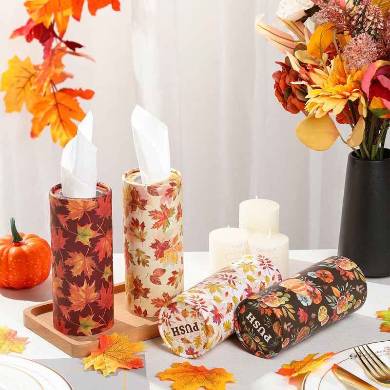 8 Pack Fall Tissues for Car Tissues Cylinder Bulk Autumn