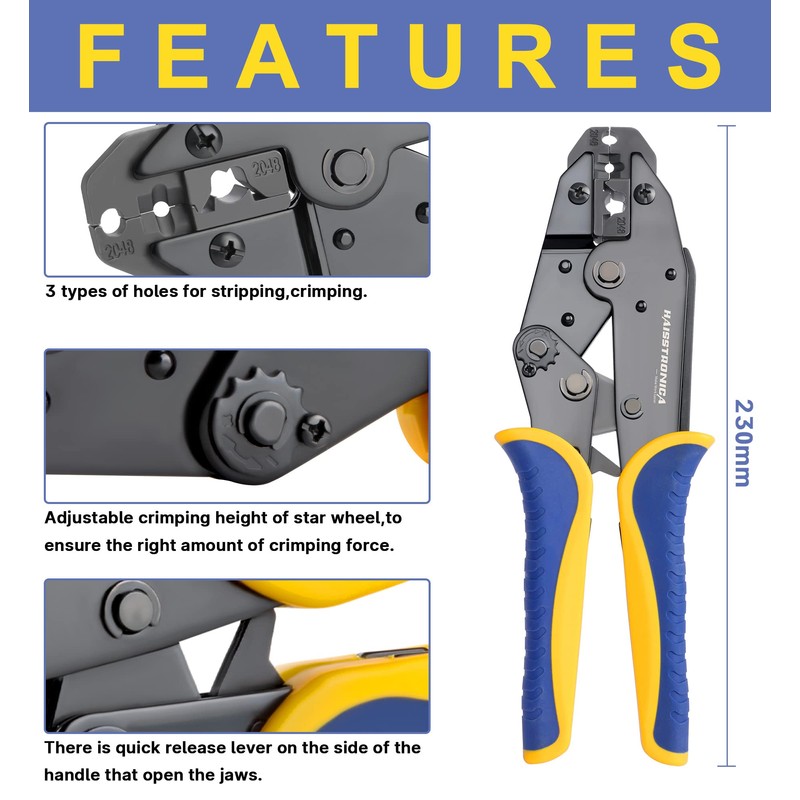 Haisstronica Crimping Tool for Spark Plug Ignition Wire,8.5mm Ratchet Wire
