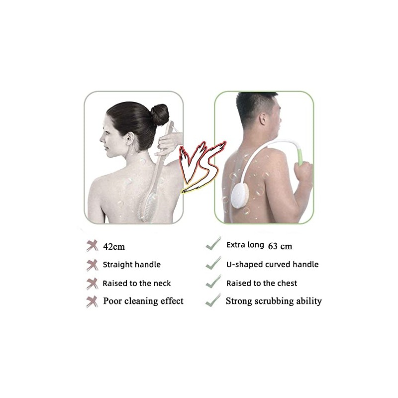 Wefaner Cepillo Espalda Mango Largo Ergonómico Cerdas Suaves Todas Partes