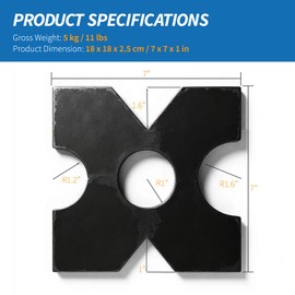 7"x7" H-Frame Arbor Press Plates, 20/32 Tonne Modern Metal Press Plates with 4 Notches, 1" Thickness Iron Shop Press Plate Hydraulic Press (Black, 2-Piece Set)