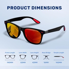 CUQOO Premium Retro Polarised Sunglasses - Sports Sunglasses for Men and Women - UV400 Protection Sunglasses for Driving, Cycling, Golf, Fishing, Running, Sailing Skiing - Vintage Square Sun Glasses