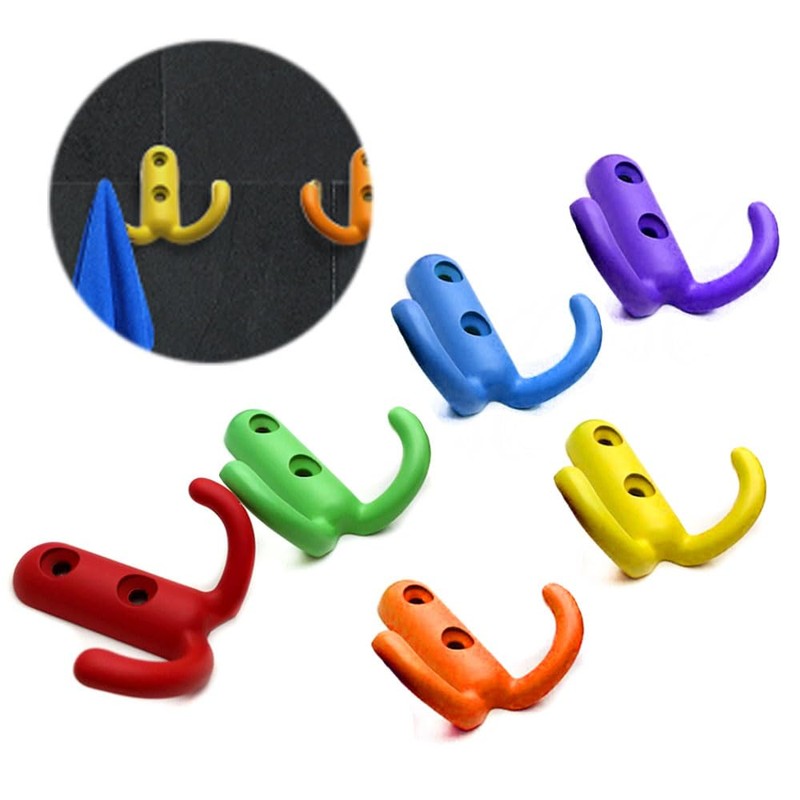 Dtoterul Colourful Wall Hooks, Pack of 6 Coat Hooks, Double