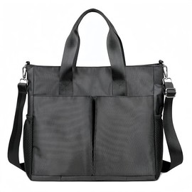 YCPURSEDN Oxford Canvas Tote Bag for Women,Crossbody Shoulder Bags for Men,Laptop Work Bag,Waterproof Nylon Multi Pocket Handbags for Teacher,Travel,Work,Outdoor,Black