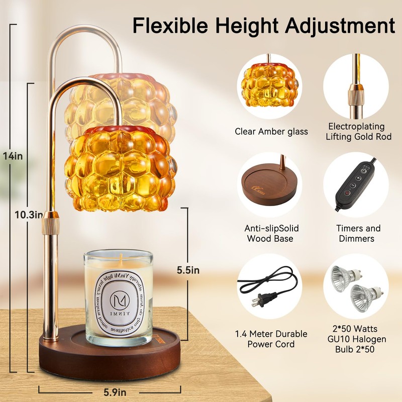 Candle Warmer Lamp with Timer Adjustable - Height Candle Warmer,