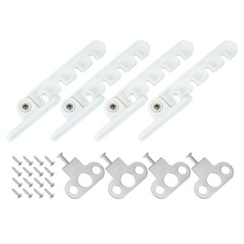 sourcing map Window Restrictor Latch Window Safety Lock Stopper, Limit Stay Adjustable Casement Window Limiter with 5 Slots for Inward Opening Window, White (4 Set, 43mm)