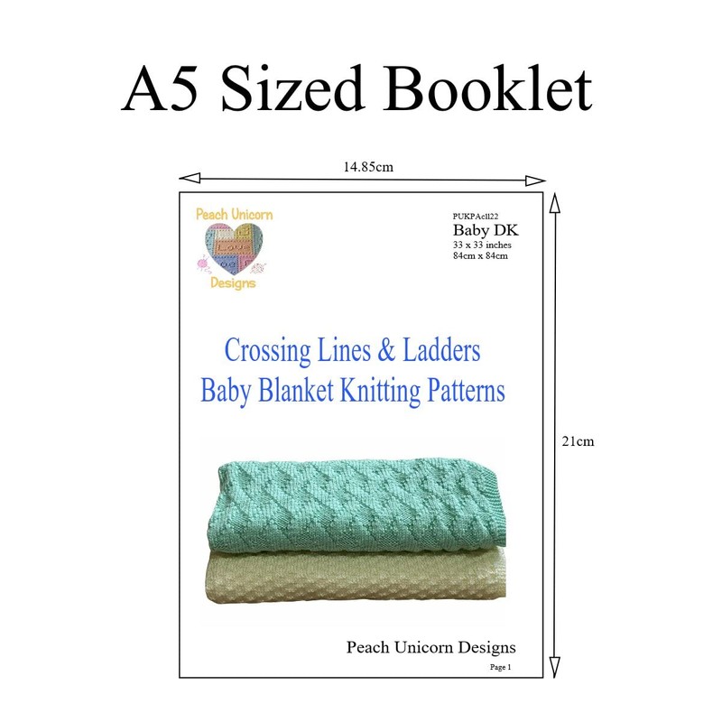 Peach Unicorn Designs Knitting Patterns for Baby Blankets x 2,