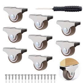 YSDMY Pack of 8 Furniture Castors 25 mm Castors for Furniture up to 96 kg Silent Mini Furniture Castors with Screwdriver, Wheel Castors Rubber Castors Small Castors Fixed Castors Transport Wheels for