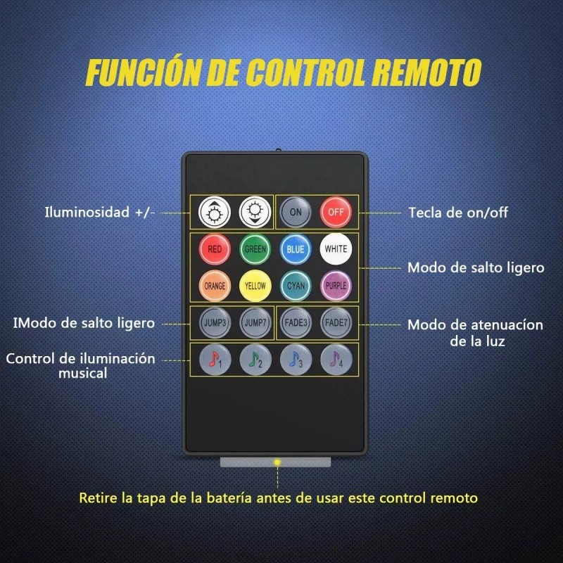 PUNKZZ Tiras 48 Led Rgb Interior Control Remoto Luz Para