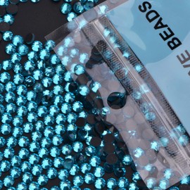 3000 Pieces Hot Fix Glass Flatback Rhinestones HotFix Round Crystal Gems (Aquamarine, SS10)