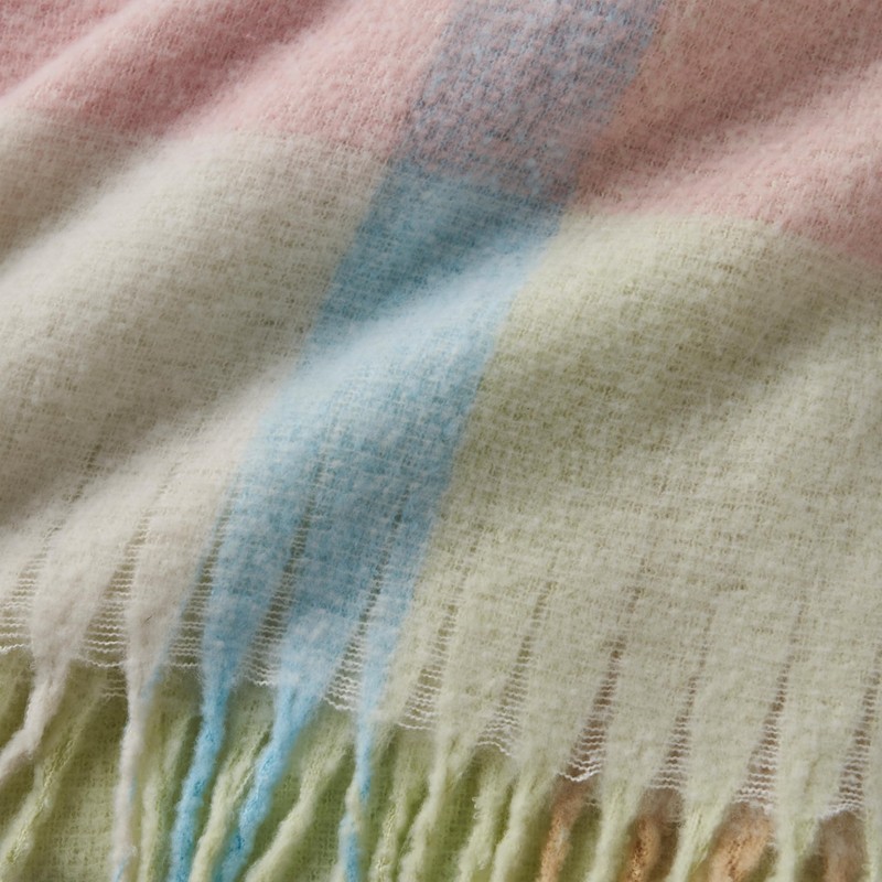 Catherine Lansfield Faux Mohair Check 130x170 cm Blanket Throw Pastel