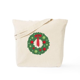 CafePress Christmas Wreath Tote Bag Natural Canvas Tote Bag, Reusable Shopping Bag
