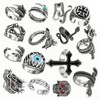 15pcs Rings Set Vintage Snake Skull Shaped Adjust Opening Alloy