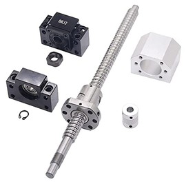 SFU1605 Ball Screw Set, RM1605 Ball Screw with Metal Ball Screw Nut and Set BK/BF12 for CNC Machine,Diameter 16mm,5mm Lead (Diameter 16mm, 450mm)