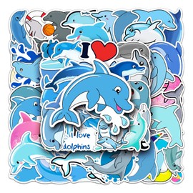 50PCS Dolphin Stickers,Dolphin Stickers,Teens Boys and Girls Sticker Pack Vinyl Skateboard Guitar Door Laptop Luggage Car Bike Water Bottle Birthday Party Supplies Stickers