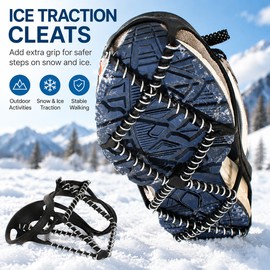 Ice Traction Cleats for Snowy Walks – Non-Slip Shoe Covers for Winter Hiking, Camping and Outdoor Activities