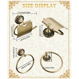 Waaqkid 2PCS Antique Brass Toilet Paper Holder, Vintage Gold Bathroom Accessories Hardware Wall Mount