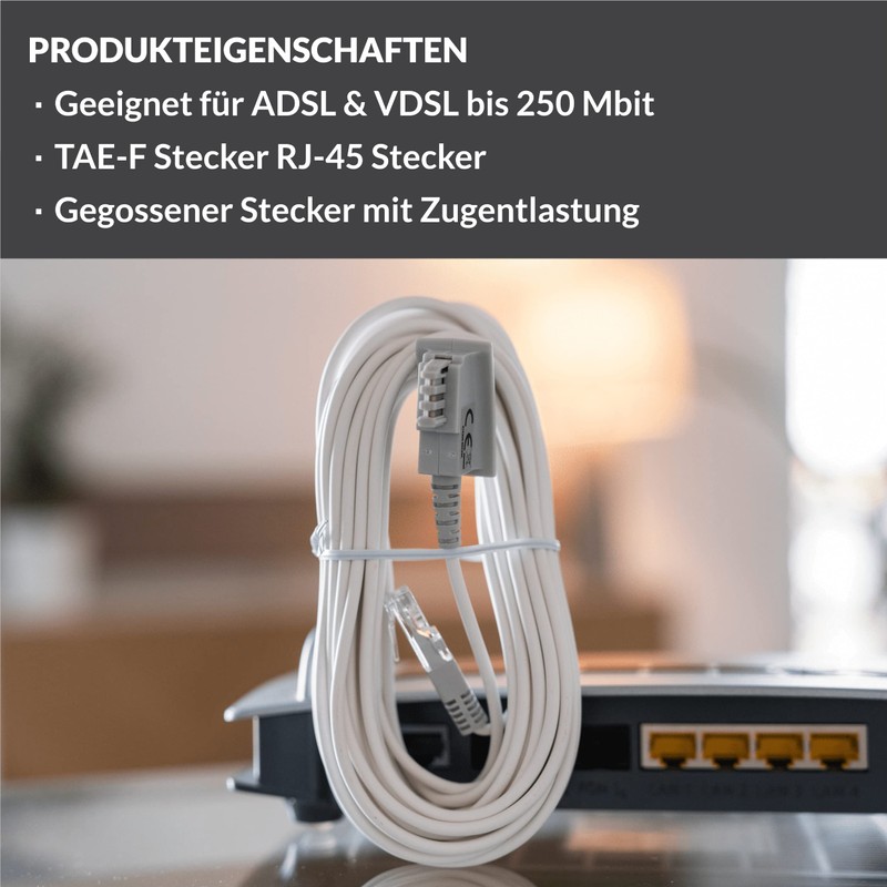 COXBOX 15 m DSL Cable Fritzbox, Speedport, Easybox - TAE