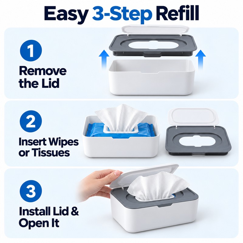 Wet Wipe Dispenser for Bathroom, Home & Office – Refillable