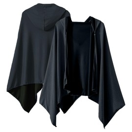 [BARDATS] 冷感ポンチョ クールケープ クーリングタオル UVカット ポンチョ 日差しよけ 熱中症対策 接触冷感 速乾 軽量 吸水 ポーツ 特大サイズ 160×110cm 日常生活 男女兼用 (ブラック)