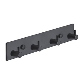 Brute Strength - Coat Stand - 4 Hooks - 25 cm - Stainless Steel - Door Hooks for Kitchen, Hook Rack, Black, Wall Coat Rack, Bathroom, Living Room and Hallway for Hats, Scarves, Handbags, Towel Hooks
