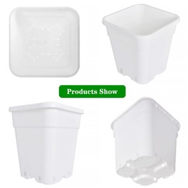 elfinrm Square Planter Nursery Pots 5.2 Gallon Pots for Plants, Injection Molded Plastic Nursery Pots, Plant Container White 5.2 Gal 10-Pack
