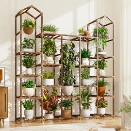 EnHomee Plant Stand Indoor Plant Stands Outdoor Tall Plant Shelf for 19-25 Pots Corner Tiered Plants Stands for Multiple Plants Wood Hanging Plants Holder for Garden Balcony Patio Window Porch