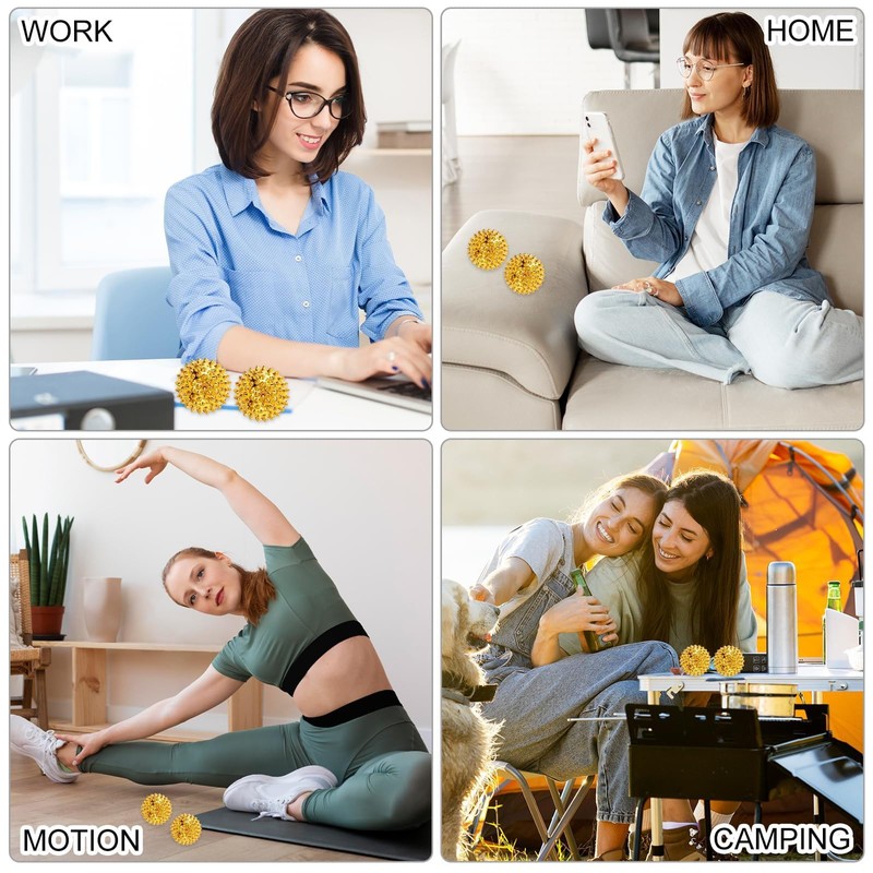 6 Stück Massagebälle,Gold Spiked Massage Ball Hart Magnetische Akupressurkugeln Massagebälle