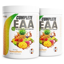 ProFuel EAA Pulver 2x500g TROPICAL FRUITS - 12.500mg essentielle Aminos?uren, unglaublich lecker & erfrischend, COMPLETE EAA mit allen 9 EAAs inkl. Histidin. EAA vegan Aminos?uren Pulver - Amino Workout Drink