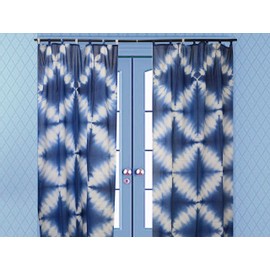 Indian Shibori Curtain, Indigo Sheer Curtain 63 Inches Long, Boho Cotton Curtain, Tie Dye Curtain for Living Room, Decorative Window Treatment Curtain,1 Panel Curtain (Pattern 6, 44 x 63 Inches)