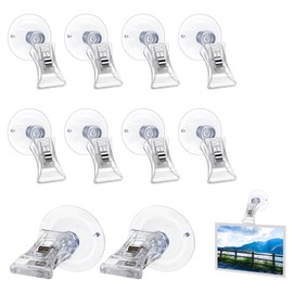 Nogeqi 10 Pieces Suction Cup Clips Small Window Suction Cups for Bathroom Kitchen Wall, Aquarium Suctions Cups for Feeding Advertising Display Glass Window,