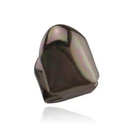 1pcs 14K Plated Gold Mouth Teeth Set, Hip Hop Teeth Plain,Fake Top Tooth Caps Dental Bottom Party Cosplay for Men Women Rapper Accessories-Black