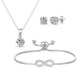 Philip Jones Silver Plated Infinity Friendship Set Created with Zircondia® Crystals