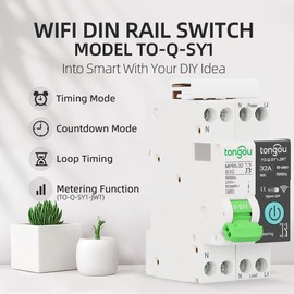 Tonogu Circuit Breaker Smart Switch WiFi 32A 2P with Short Circuit Protection, Smart Meter Energy Consumption kWh Rail Din, Smart WiFi Timer Switch
