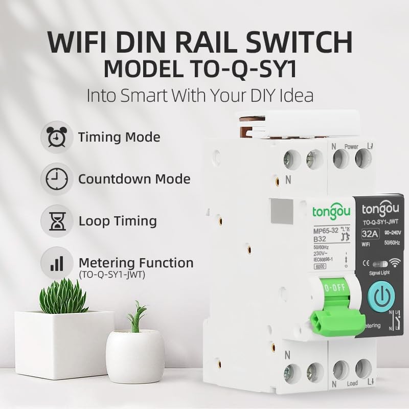 Tonogu Circuit Breaker Smart Switch WiFi 32A 2P with Short