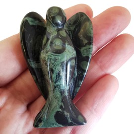 Lovionus89 Natural Kambaba Jasper Guardian Angel Statue, Hand Carved Stone Healing Crystal Bag Figures Decoration, 5 cm