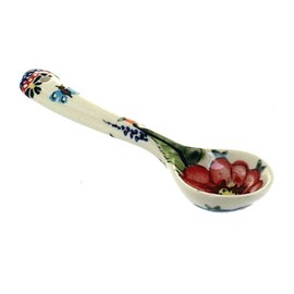 Blue Rose Polish Pottery Floral Butterfly Teaspoon