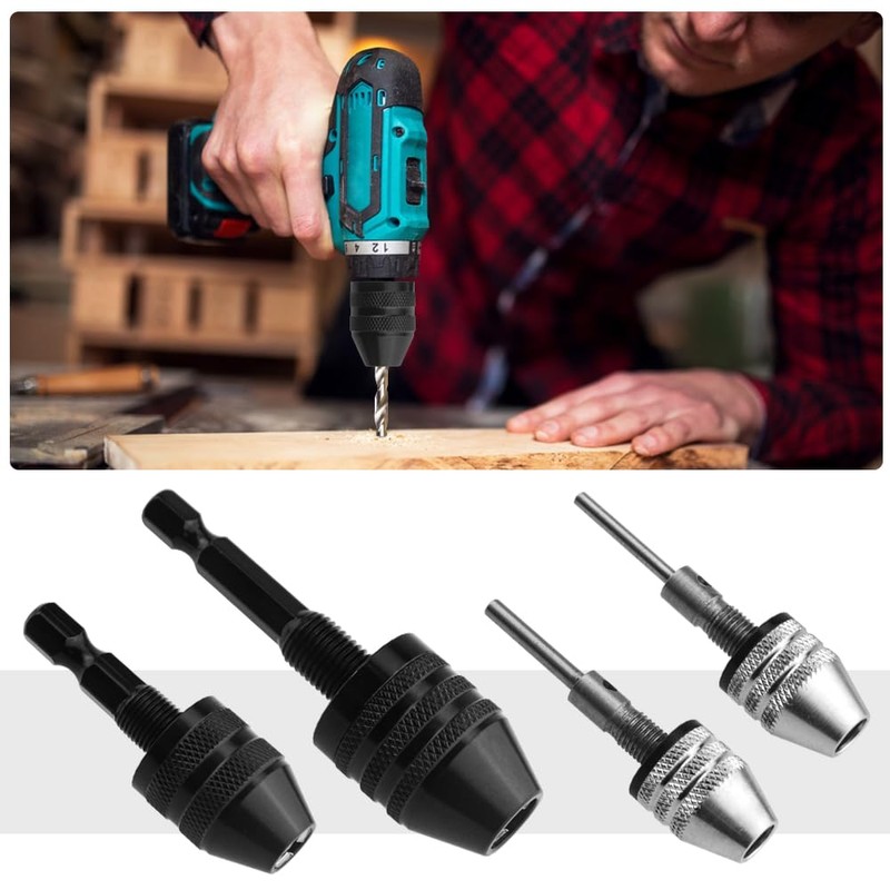 TOVOT 4PCS Drill Chucks Assortment Set Keyless Drill Chuck Adapters
