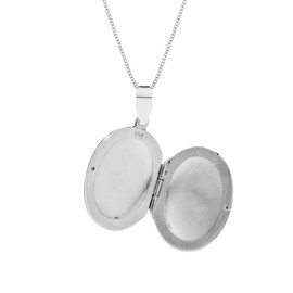 Silverly Women's 925 Sterling Silver Large Plain Smooth Oval Shaped Locket Pendant Necklace, 18"