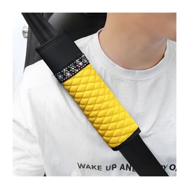 zipelo 2 Pcs Auto Seat Belt Cover, Breathable Leather Shoulder Pads Protect Your Neck, Harness Pads Strap for a More Comfortable Driving, Car Accessories Compatible with Adults Kids (Yellow)