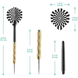 18 Pack Steel Tip Darts, Professional Darts Metal Tip Set with Aluminum Shafts, Standard Flights, Rubber O'Rings and Extra Dart Sharpener (Style-3)