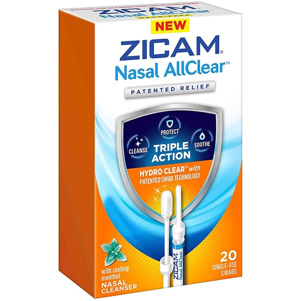 Zicam Nasal AllClear Triple Action Nasal Cleanser with Cooling Menthol, 20 Count