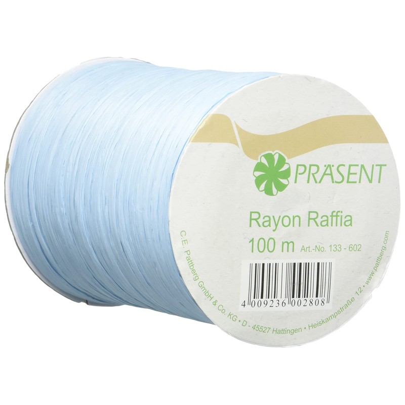 Prasent 100 m Rayon Raffia Spool Rayon, Light Blue