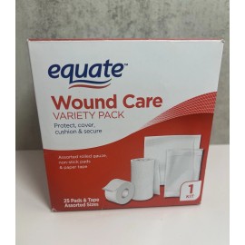 Equate Wound Care Variety Pack 25 Pads & Tap Assorted Sizes - Damaged Box