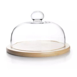 Ibili Quesera De Madera Bambu Con Campana De Cristal  20 Cm Ibili