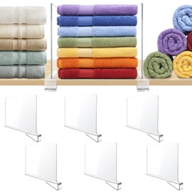 BAUMFEUER 6 Pack Clear Acrylic Shelf Dividers for Closet Shelf Organizer of Bedroom Kitchen Office Bathroom Organizer for Clothes Books Hats and Handbags