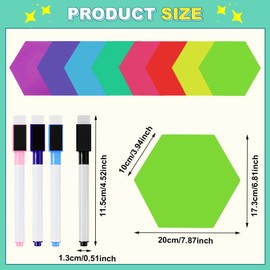 8 Pcs Hexagon Shape Magnetic Dry Erase Board Hexagon Small Erase Board Magnet 4 Pcs Dry Marker for Teachers Students, School Classroom Activity, Planning, Multicolor