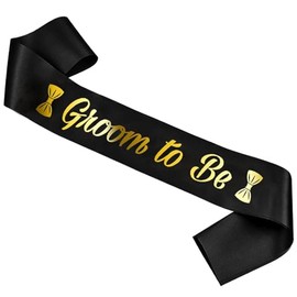 Groom to Be Sash, Wedding Engagement Ceremony Bridal Shower Bachelor Hen Party Decorations (1 Pack) (Black Groom to be)